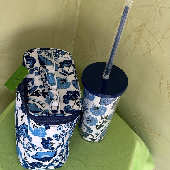 KATE SPADE PEACOCK FLORAL LUNCH TOTE + TUMBLER (SET):NWT - Picture 8 of 14